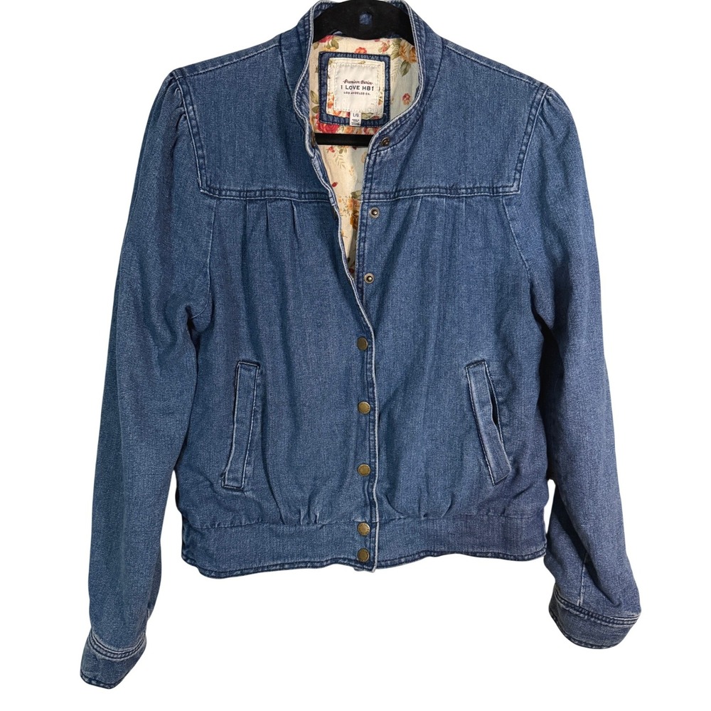 Vintage Prairie Denim Jean Jacket Y2K Womens L Flannel Lined Barn Chore - Picture 2 of 11